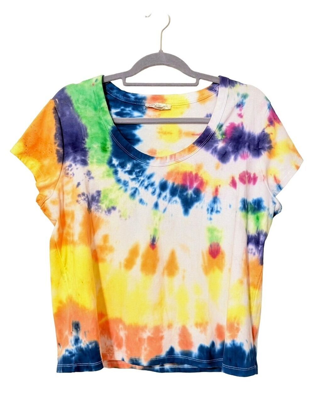 Multicolor Tie-Dye Scoop Neck Baby Tee